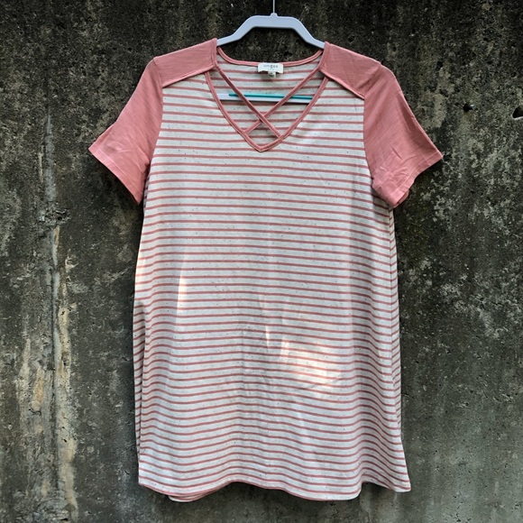 Umgee Pink Striped Dress - Picture 2 of 9